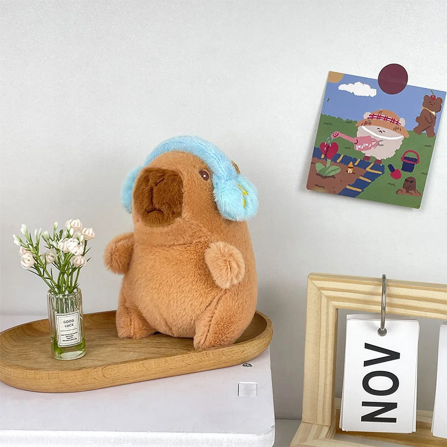 Cute capybara with headphones kids toy