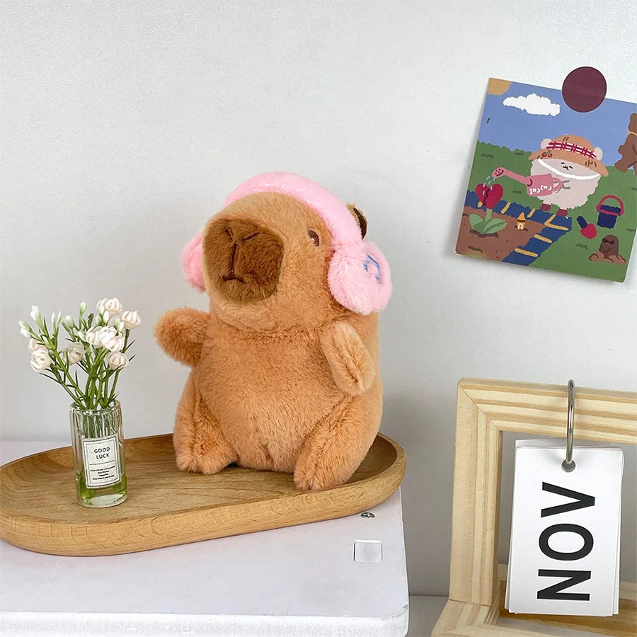 Cute capybara with headphones kids toy